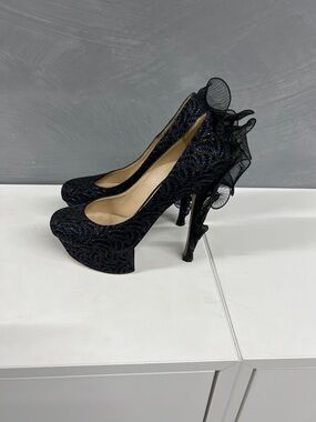 Nicholas Kirkwood Platform Stiletto Heels with Back Ruffle